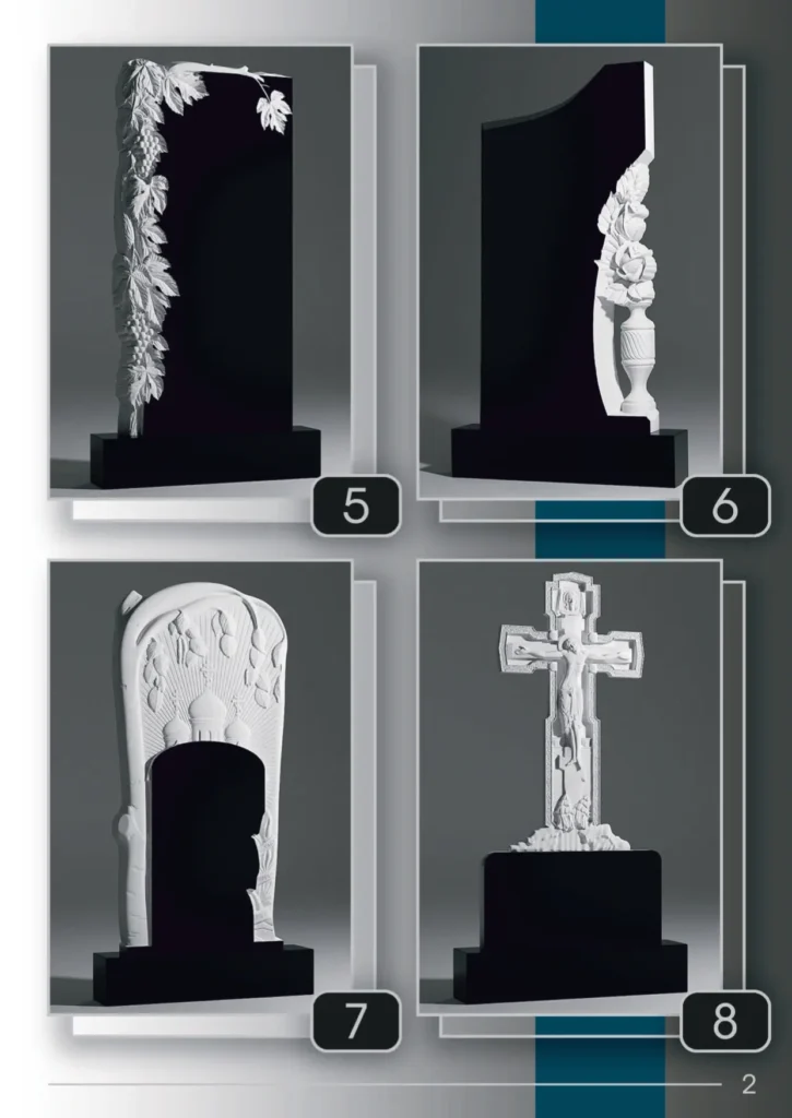 Каталог надгробных памятников из гранита, модели 5–8