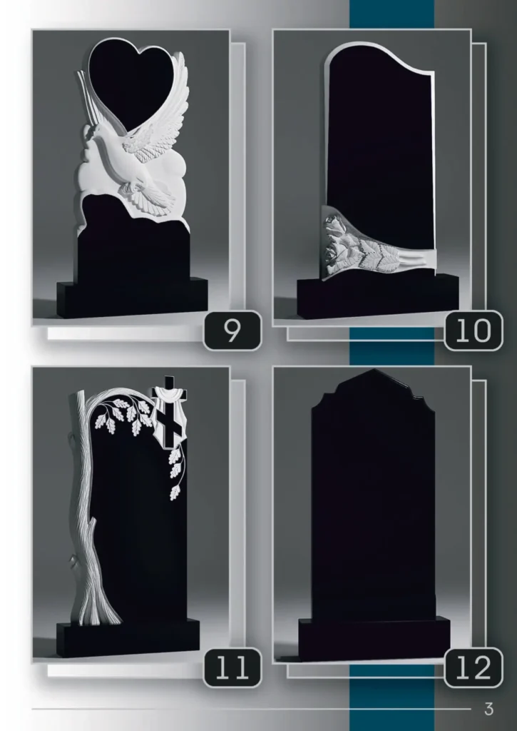 Гранитные и мраморные памятники, каталог моделей 9–12