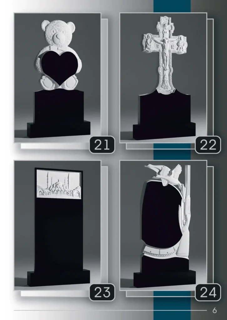 Гранитные и мраморные памятники, каталог моделей 21-24